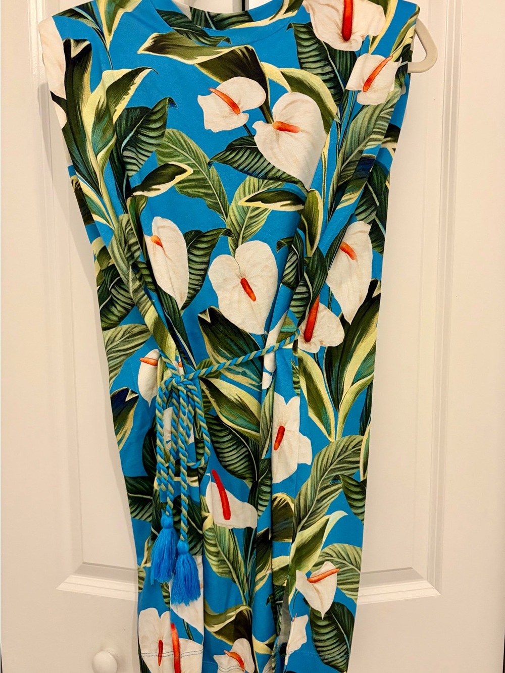 FARM Rio Blue and Green Mini Shirt Dress